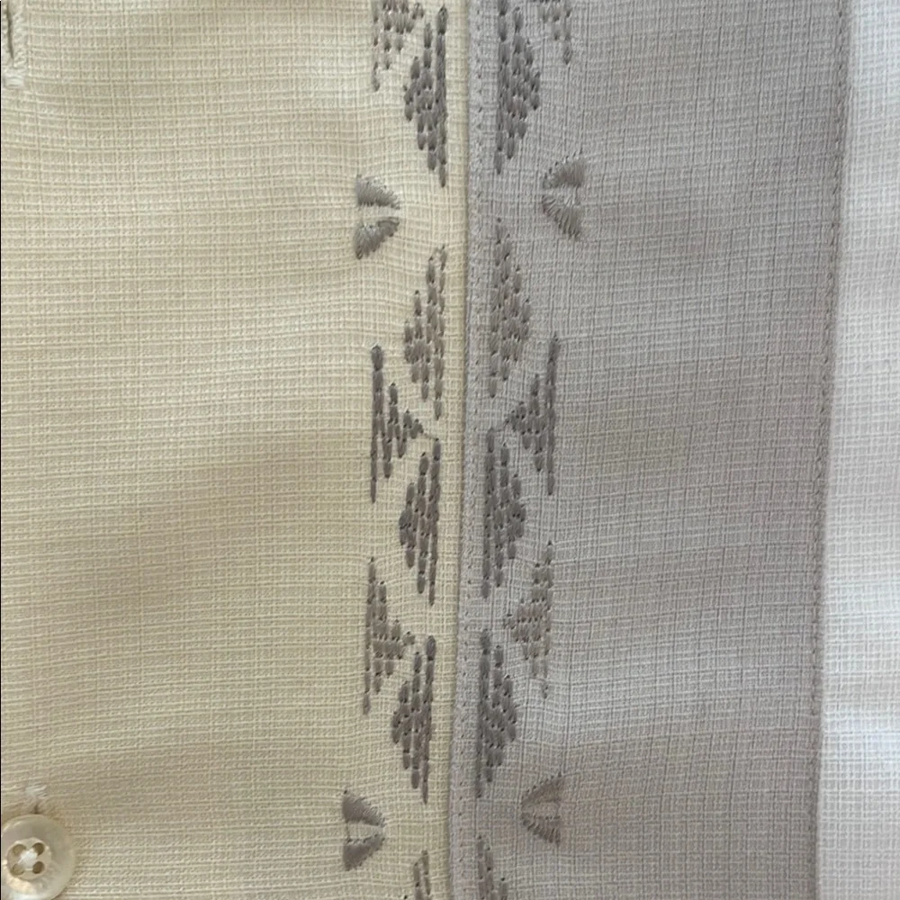 Cubavera Cream and Taupe Embroidered Details Men's Short Sleeve Shirt - Picture 3 of 5